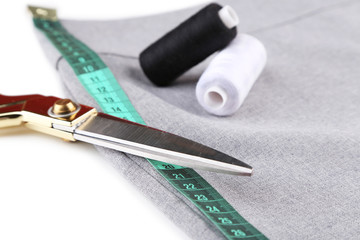 Business suit tailoring, isolated on white