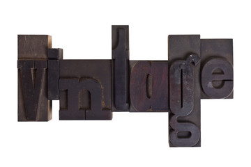 vintage, word written in letterpress type blocks