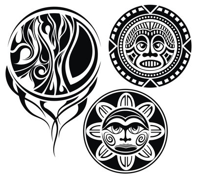 Set of tattoo elements.Masks
