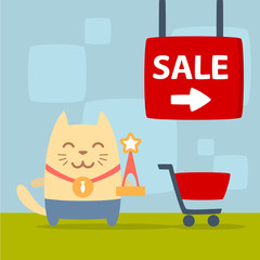 Character winner with a medal colorful flat