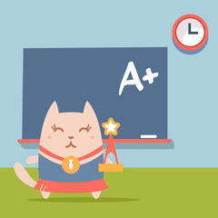 Character winner with a medal colorful flat