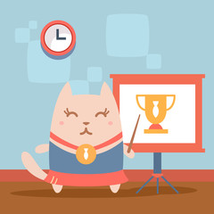 Character winner with a medal colorful flat