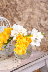 Beautiful still life with freesia flowers