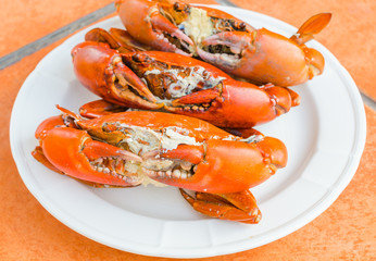 Grilled Crab on white plate