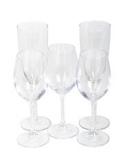 Set of empty wine glasses