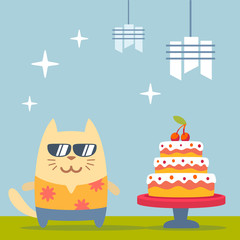 Character  tourist wearing sunglasses and a shirt with flowers c