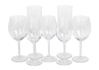 Set of empty wine glasses