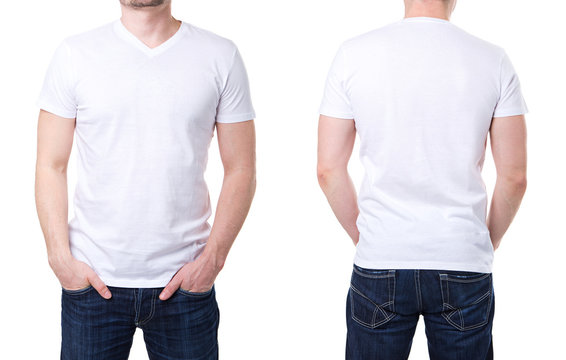 White t shirt on a young man template