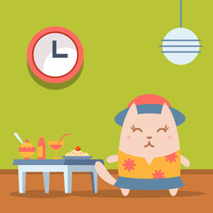 Character tourist wearing sunglasses, hat and a shirt with flowe