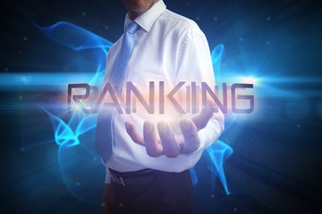 Businessman presenting the word ranking - obrazy, fototapety, plakaty