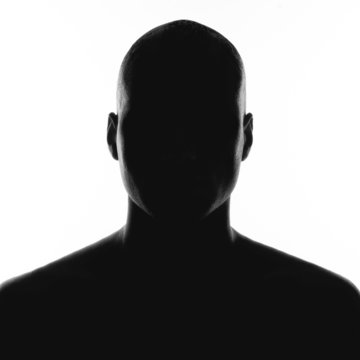 silhouette of the man on a white background