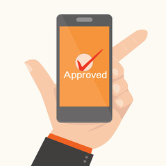 Smartphone Showing Approval,Online payments concept