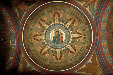 Fototapeta na wymiar Deckengemälde der Gnadenkapelle im Benediktinerkloster Beuron, Deutschland