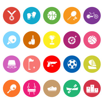 Sport game athletic flat icons on white background