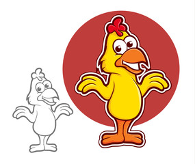 Yellow Chicken Cartoon Mascot Illustration