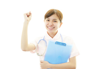 ガッツポーズの看護士