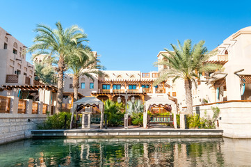 Naklejka premium Arabic House with palms in Dubai.