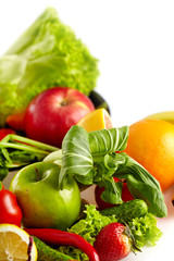 fruits and vegetables isolated on a white background