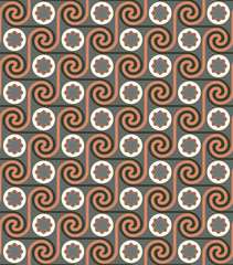 Seamless ethnic art geometric pattern background retro colors