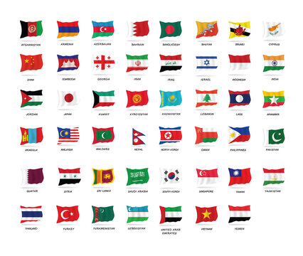 Vector set of  All Asia flags
