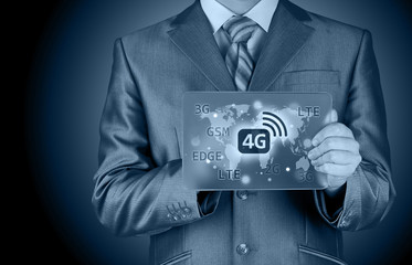 Businessman pushing 4g
