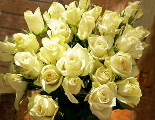 Bunch of greenish white roses