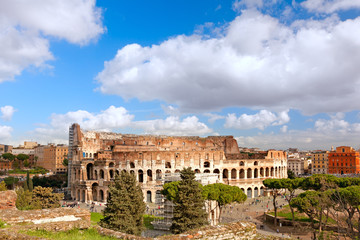 Fototapeta na wymiar The Majestic Coliseum. Rome, Italy.View from Palatine Hill.