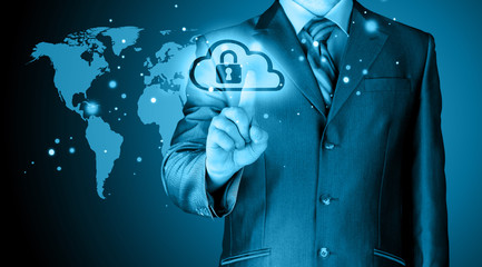 Secure Online Cloud Computing Concept with business man
