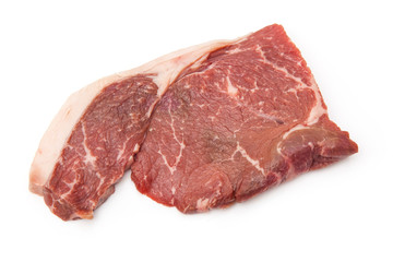 Aged rump steak isolated on a white studio background.