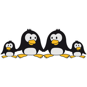 Süße Pinguin Familie Kinder Eltern Mama Papa