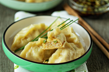Chinese dumplings with ground chicken