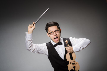 Funny violin player with fiddle