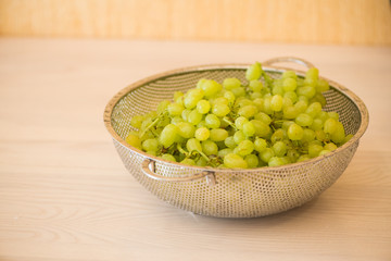 Green grapes in healthy eating concept