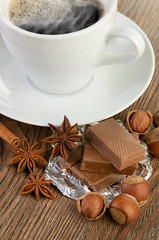 coffee with chocolate and dry breakfast
