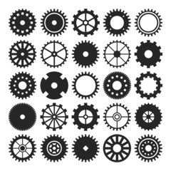 Set of gear wheels isolated on white background