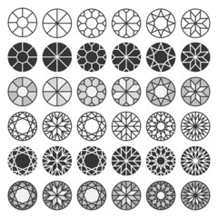 Set of cutting samples, diamonds, gemstones design elements