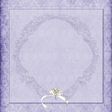 Purple Damask Background With Bouquet
