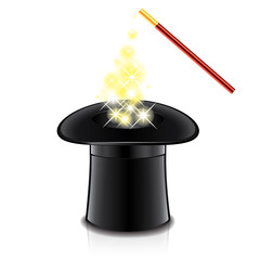 Magic hat and wand vector illustration