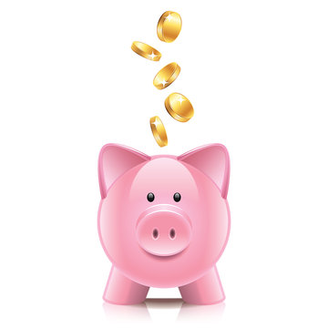 Piggy bank and coins vector illustration