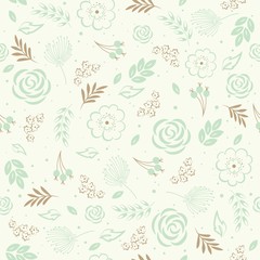 Abstract seamless pattern with hand drawn floral background