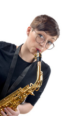 girl with saxophone