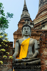Fototapeta premium Wat Yai Chaimongkol temple in ayutthaya Thailand