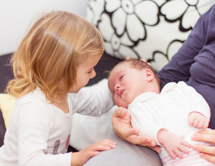 Fototapeta na wymiar Newborn baby at home