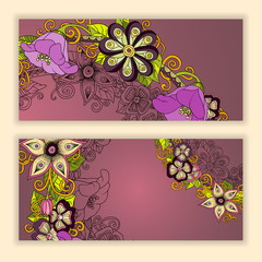Unique pattern card set with art flowers.
