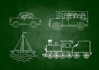 Drawings on blackboard