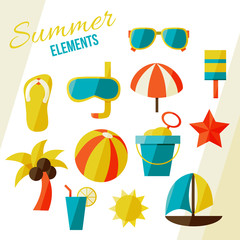 Summer elements isolated on white. vector illustration stylish