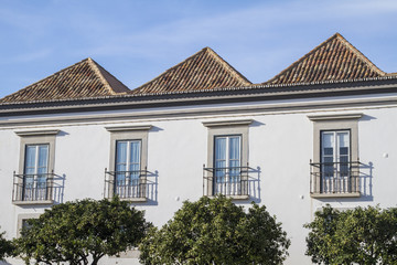 European city buildings of the old town in Faro