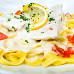 pasta and smoked salmon with tomato