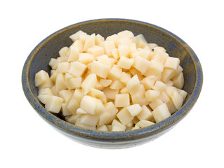 Bowl of raw diced potatoes