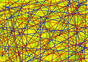 Multi-colored string grid on yellow